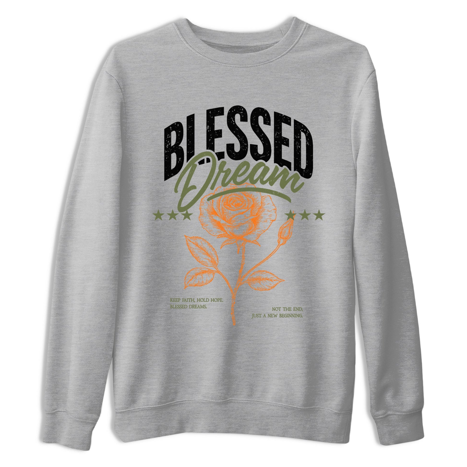 Sneaker match tees – Sneaker Threads To Match Air Jordan 4 OG Olive Shoes, Air Jordan 4 OG Olive – Blessed Dream Tee Heather Grey 2