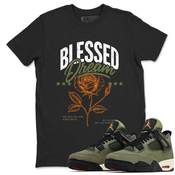 Sneaker match tees – Sneaker Threads To Match Air Jordan 4 OG Olive Shoes, Air Jordan 4 OG Olive – Blessed Dream Tee Black 1