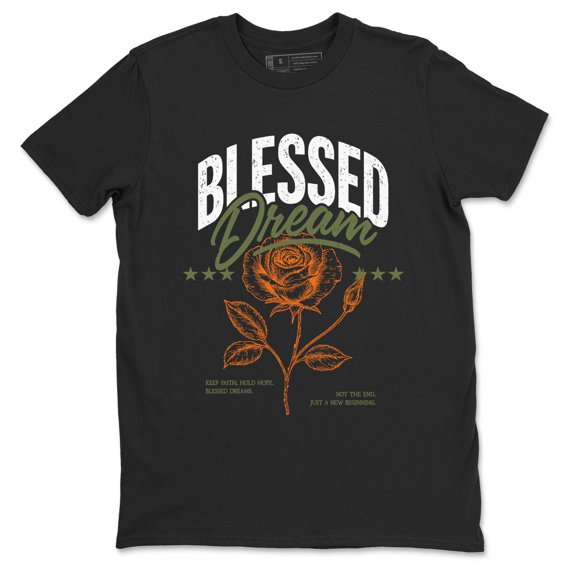 Sneaker match tees – Sneaker Threads To Match Air Jordan 4 OG Olive Shoes, Air Jordan 4 OG Olive – Blessed Dream Tee Black 2
