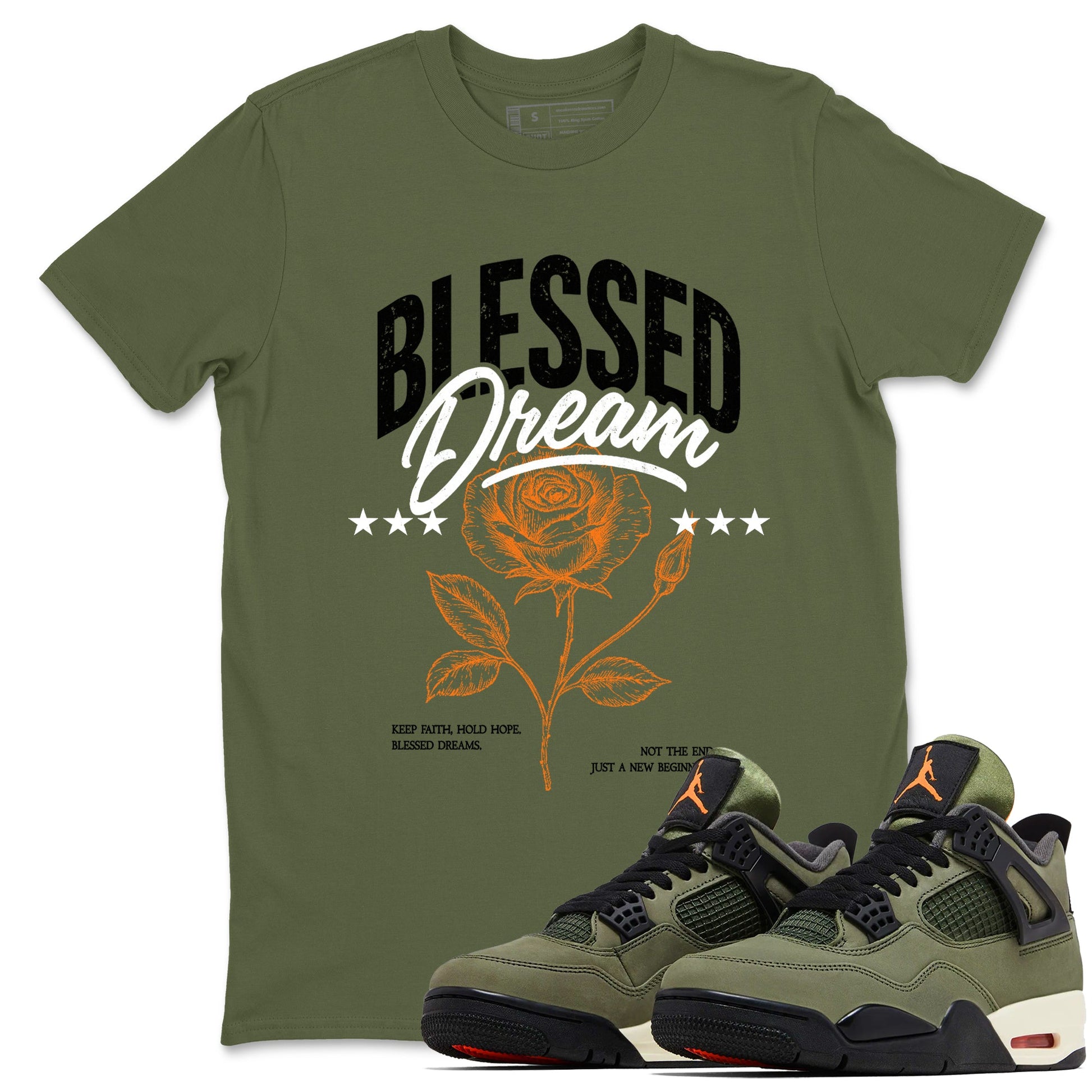 Sneaker match tees – Sneaker Threads To Match Air Jordan 4 OG Olive Shoes, Air Jordan 4 OG Olive – Blessed Dream Tee Military Green 1