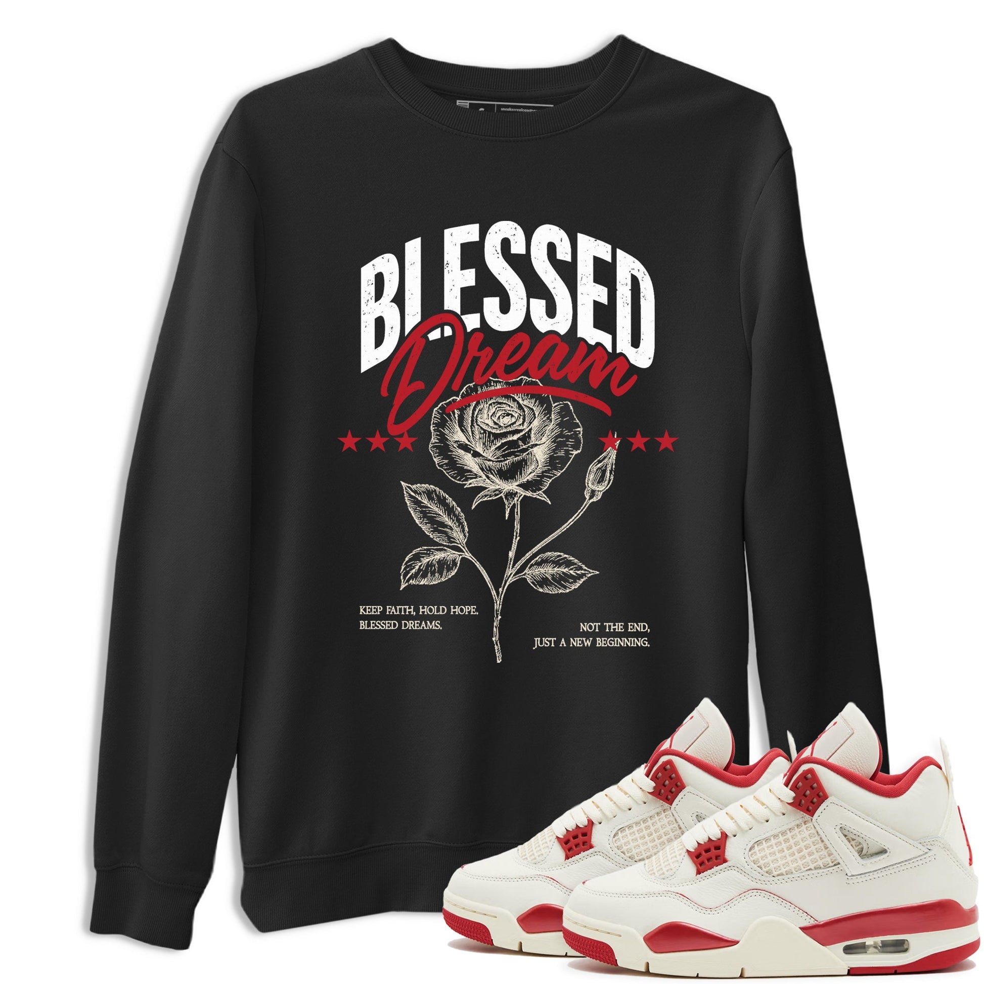 Sneaker match tees – Sneaker Tees To Match Air Jordan 4 Valentines Day Shoes – Blessed Dream Tee Black 1