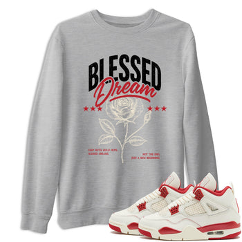 Sneaker match tees – Sneaker Tees To Match Air Jordan 4 Valentines Day Shoes – Blessed Dream Tee Heather Grey 1