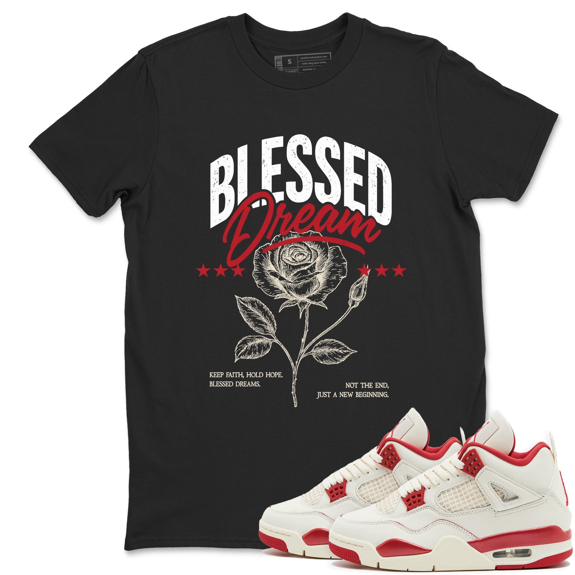 Sneaker match tees – Sneaker Tees To Match Air Jordan 4 Valentines Day Shoes – Blessed Dream Tee Black 1