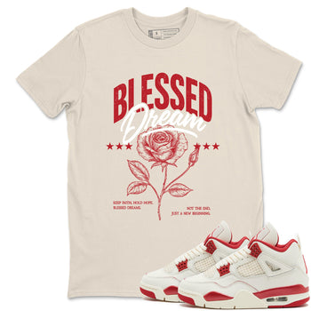 Sneaker match tees – Sneaker Tees To Match Air Jordan 4 Valentines Day Shoes – Blessed Dream Tee Natural 1
