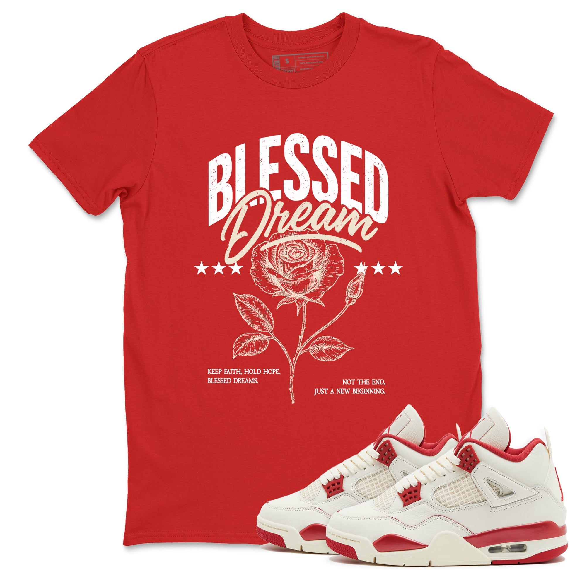 Sneaker match tees – Sneaker Tees To Match Air Jordan 4 Valentines Day Shoes – Blessed Dream Tee Red 1