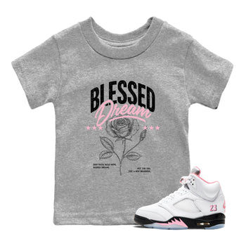 Sneaker match tees – Sneaker Threads To Match Air Jordan 5 35th Anniversary Shoes – Blessed Dream Kids T-Shirt Heather Grey 1