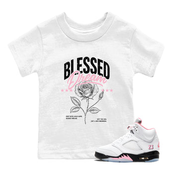 Sneaker match tees – Sneaker Threads To Match Air Jordan 5 35th Anniversary Shoes – Blessed Dream Kids T-Shirt White 1