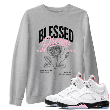 Sneaker match tees – Sneaker Threads To Match Air Jordan 5 35th Anniversary Shoes – Blessed Dream Tee Heather Grey 1