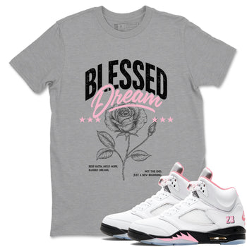 Sneaker match tees – Sneaker Threads To Match Air Jordan 5 35th Anniversary Shoes – Blessed Dream Tee Heather Grey 1