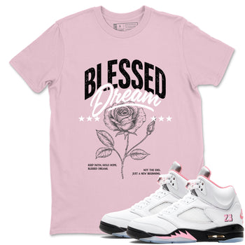 Sneaker match tees – Sneaker Threads To Match Air Jordan 5 35th Anniversary Shoes – Blessed Dream Tee Pink 1