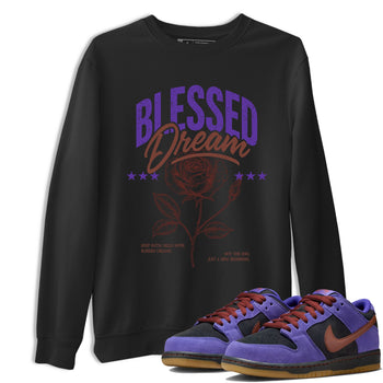 Sneaker match tees – Sneaker Threads To Match Dunk Low Persian Violet Shoes – Blessed Dream Tee Black 1