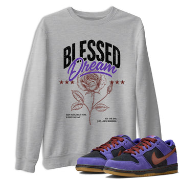 Sneaker match tees – Sneaker Threads To Match Dunk Low Persian Violet Shoes – Blessed Dream Tee Heather Grey 1