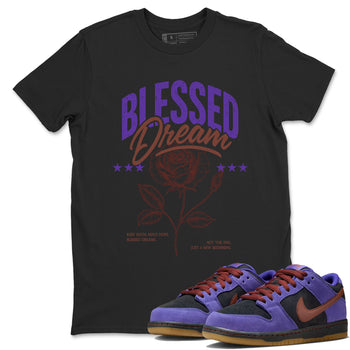 Sneaker match tees – Sneaker Threads To Match Dunk Low Persian Violet Shoes – Blessed Dream Tee Black 1