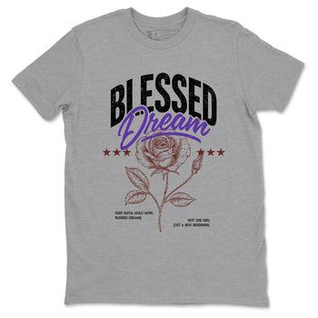 Sneaker match tees – Sneaker Threads To Match Dunk Low Persian Violet Shoes – Blessed Dream Tee Heather Grey 2