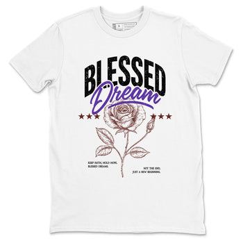 Sneaker match tees – Sneaker Threads To Match Dunk Low Persian Violet Shoes – Blessed Dream Tee White 2