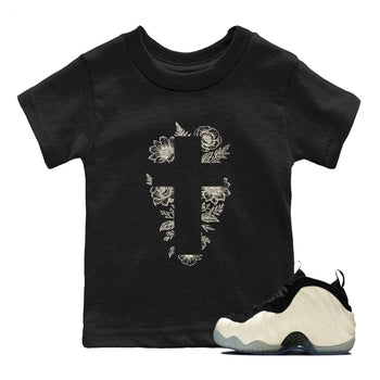 Sneaker Threads – Sneaker Tees To Match Air Foamposite One Pearl – Blessed Flowers Youth Graphic Tee Black 1. Perfect for Jordan releases 2025 colorways.