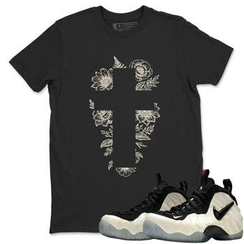 Sneaker Threads – Sneaker Tees To Match Air Foamposite One Pearl – Blessed Flowers Graphic Tee Black 1. Perfect for Jordan releases 2025 colorways.
