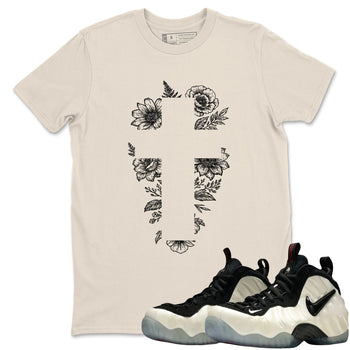 Sneaker Threads – Sneaker Tees To Match Air Foamposite One Pearl – Blessed Flowers Graphic Tee Natural 1. Perfect for Jordan releases 2025 colorways.