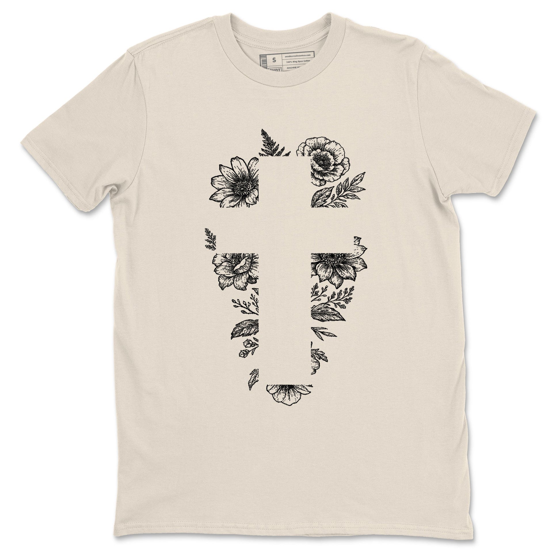 Sneaker Threads – Sneaker Tees To Match Air Foamposite One Pearl – Blessed Flowers Graphic Tee Natural 2. Perfect for Jordan releases 2025 colorways.