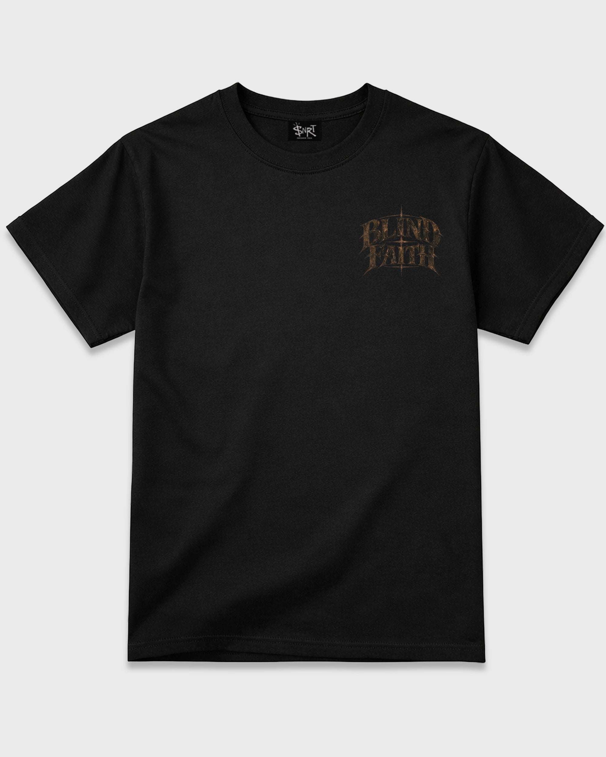 Blind Faith Black Graphic T-Shirt - 3, sneaker matching shirt designed to pair with Air Jordan 3 Not Nice sneakers for a coordinated streetwear outfit.