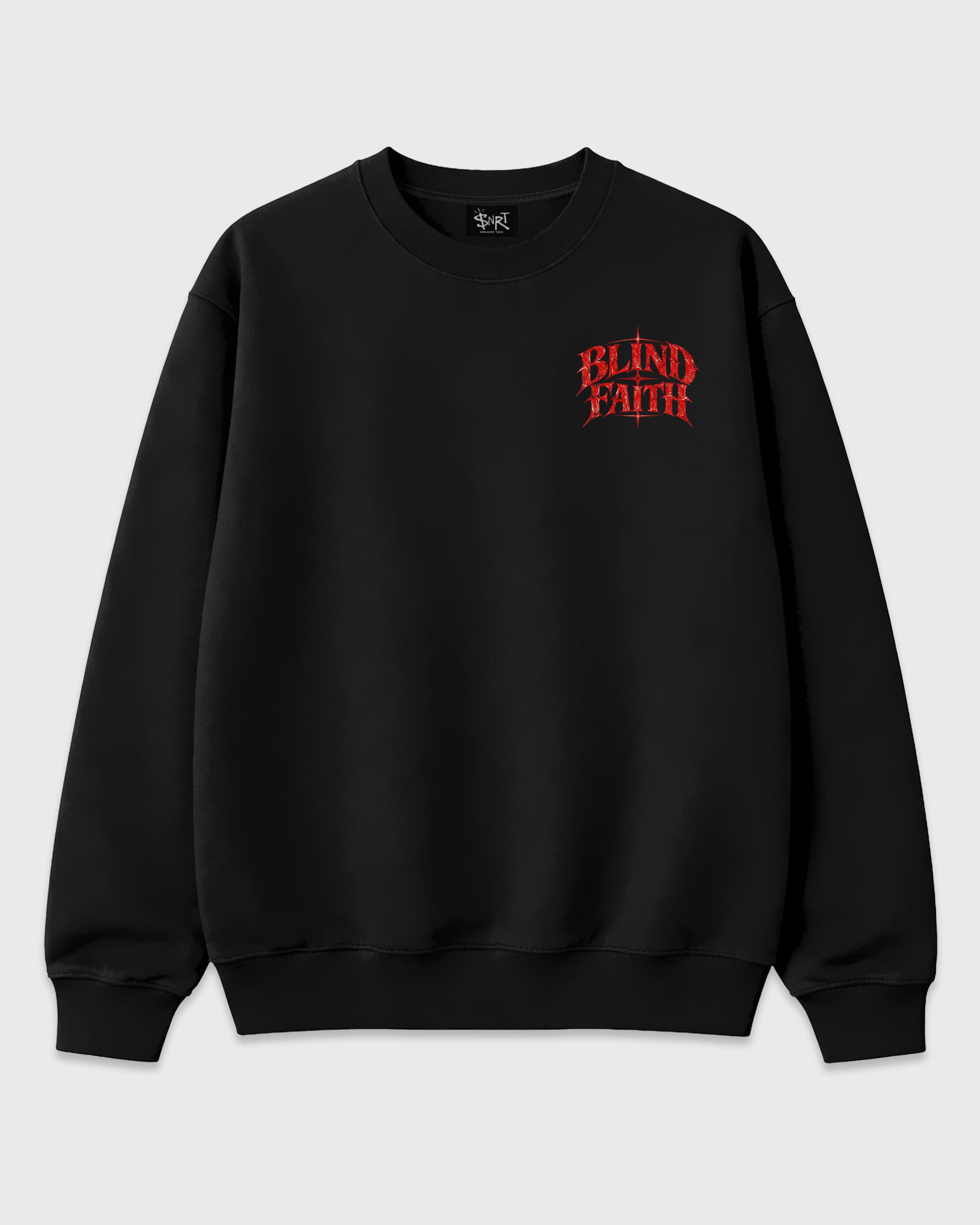 Blind Faith Black Graphic Sweatshirt - 3, a graphic streetwear sweatshirt inspired by Air Jordan 5 Halloween sneakers for an easy coordinated sneaker fit.