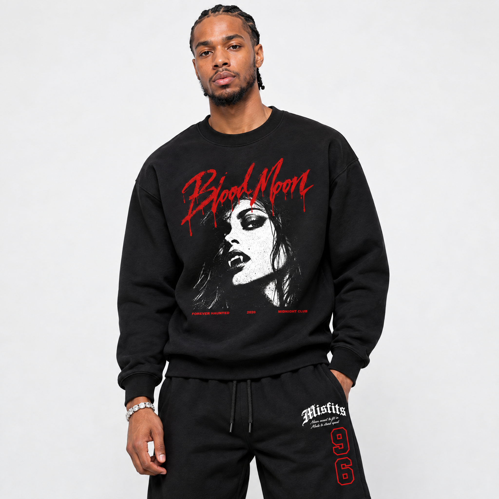 Blood Moon Graphic T-Shirt featuring original streetwear artwork designed to match the Air Jordan 9 True Red. Black 1 Graphic Tee.
