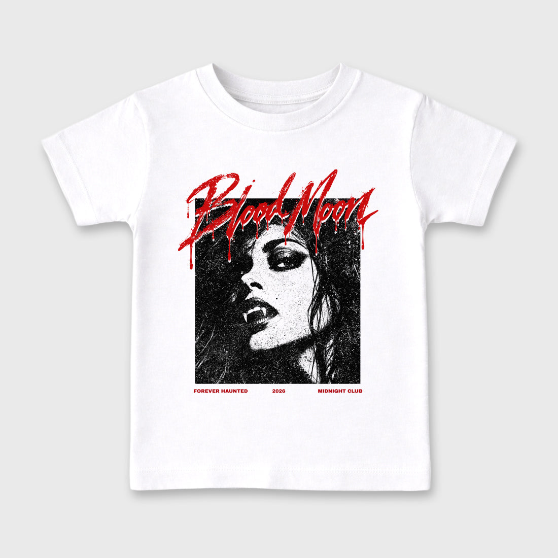 Blood Moon Baby & Kids Graphic T-Shirt featuring original artwork designed to match the Air Jordan 9 True Red. White 2 Kids Graphic Tee.
