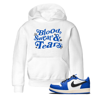 1s Game Royal shirts to match jordans Blood Sweat Tears sneaker match tees Air Jordan 1 Game Royal match shoes to clothes SNRT Sneaker Tees Youth Baby White 1 tee