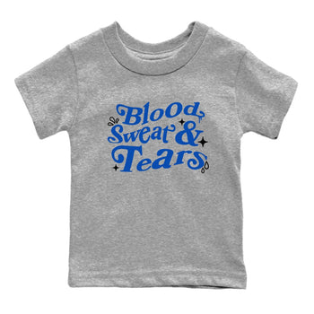 1s Game Royal shirts to match jordans Blood Sweat Tears sneaker match tees Air Jordan 1 Game Royal match shoes to clothes SNRT Sneaker Tees Youth Baby Heather Grey 2 tee