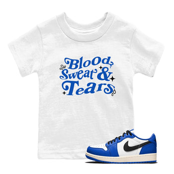 1s Game Royal shirts to match jordans Blood Sweat Tears sneaker match tees Air Jordan 1 Game Royal match shoes to clothes SNRT Sneaker Tees Youth Baby White 1 tee