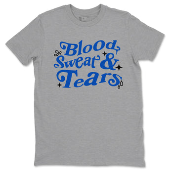 1s Game Royal shirts to match jordans Blood Sweat Tears sneaker match tees Air Jordan 1 Game Royal match shoes to clothes SNRT Sneaker Tees unisex cotton Heather Grey 2 shirts