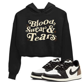 1s Mocha shirts to match jordans Blood Sweat Tears sneaker match tees Air Jordan 1 Mocha match shoes to clothes SNRT Sneaker Tees unisex cotton Black 1 crop tee
