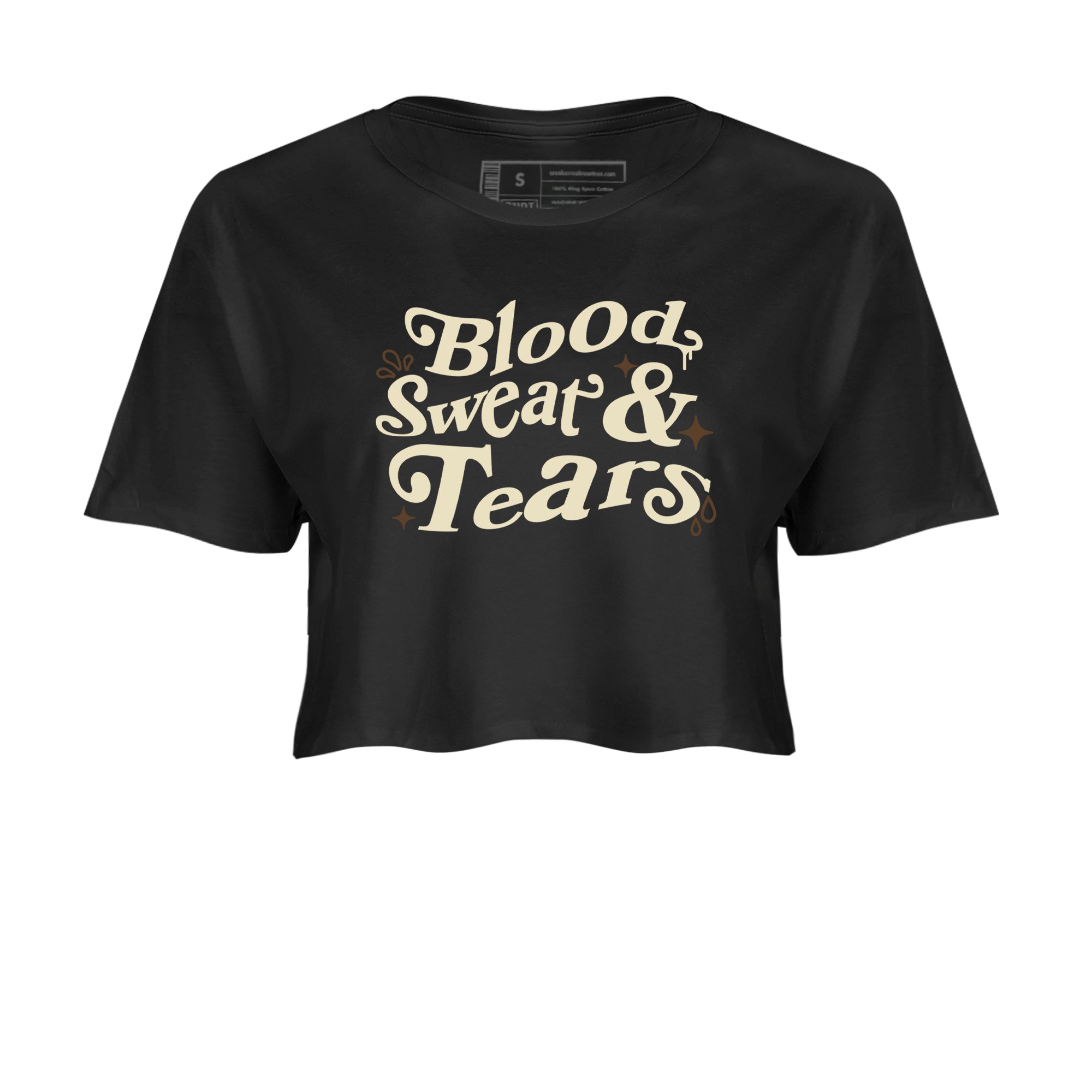 1s Mocha shirts to match jordans Blood Sweat Tears sneaker match tees Air Jordan 1 Mocha match shoes to clothes SNRT Sneaker Tees unisex cotton Black 2 crop tee