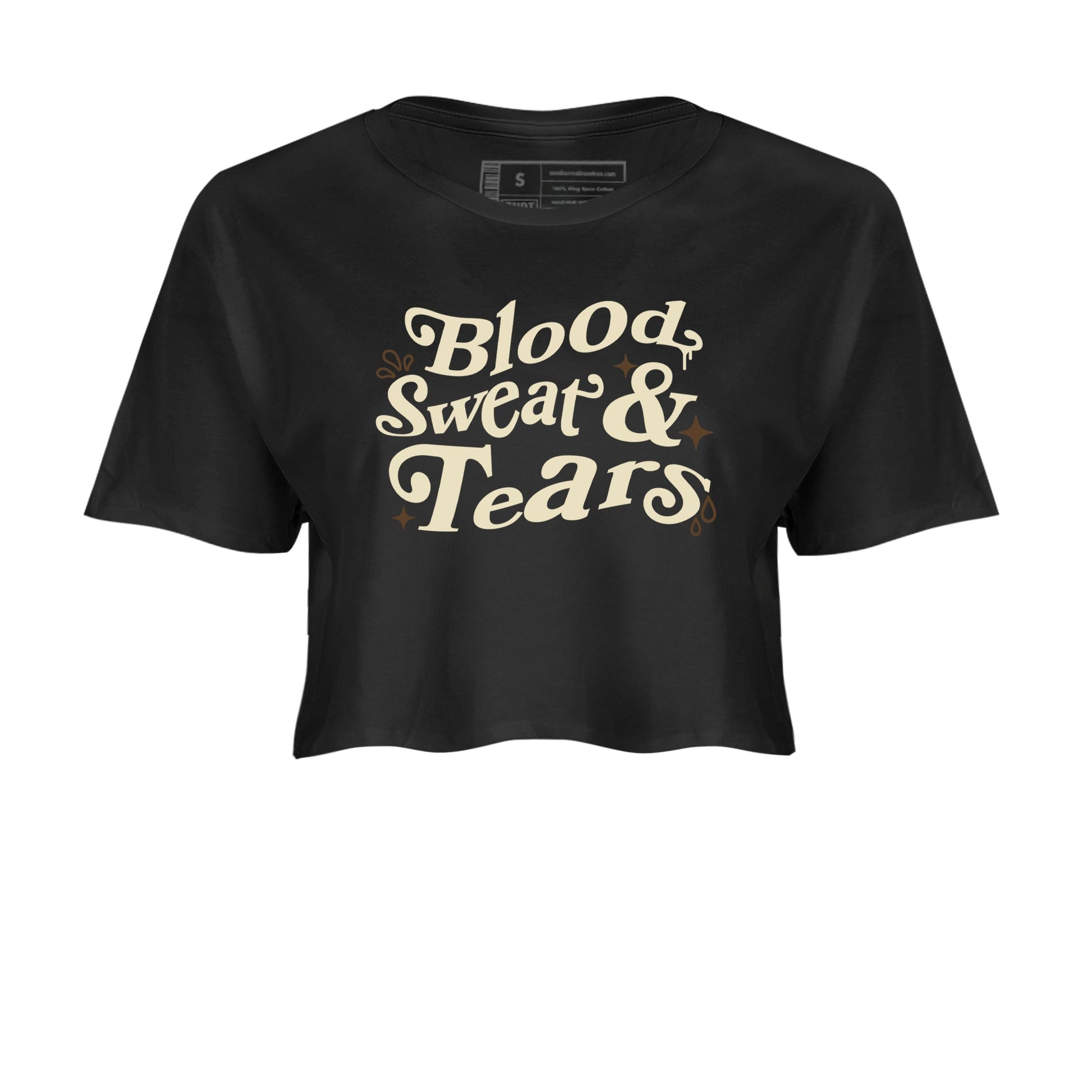 1s Mocha shirts to match jordans Blood Sweat Tears sneaker match tees Air Jordan 1 Mocha match shoes to clothes SNRT Sneaker Tees unisex cotton Black 2 crop tee
