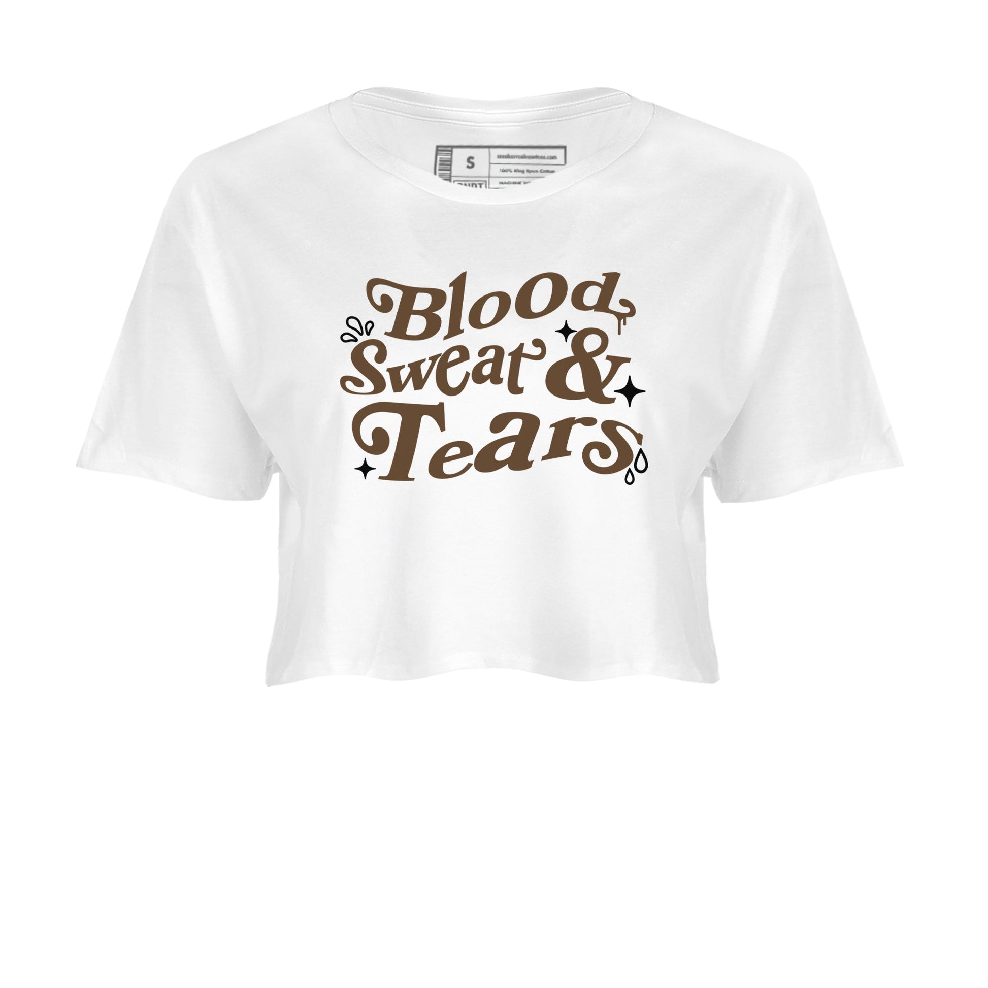 1s Mocha shirts to match jordans Blood Sweat Tears sneaker match tees Air Jordan 1 Mocha match shoes to clothes SNRT Sneaker Tees unisex cotton White 2 crop tee