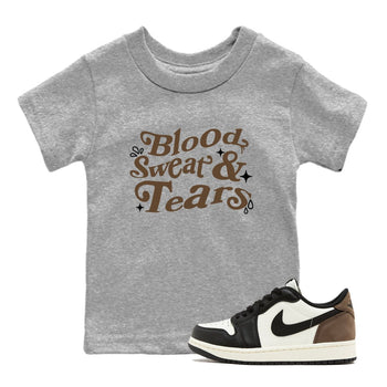 1s Mocha shirts to match jordans Blood Sweat Tears sneaker match tees Air Jordan 1 Mocha match shoes to clothes SNRT Sneaker Tees Youth Baby Heather Grey 1 tee