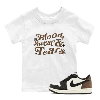 1s Mocha shirts to match jordans Blood Sweat Tears sneaker match tees Air Jordan 1 Mocha match shoes to clothes SNRT Sneaker Tees Youth Baby White 1 tee