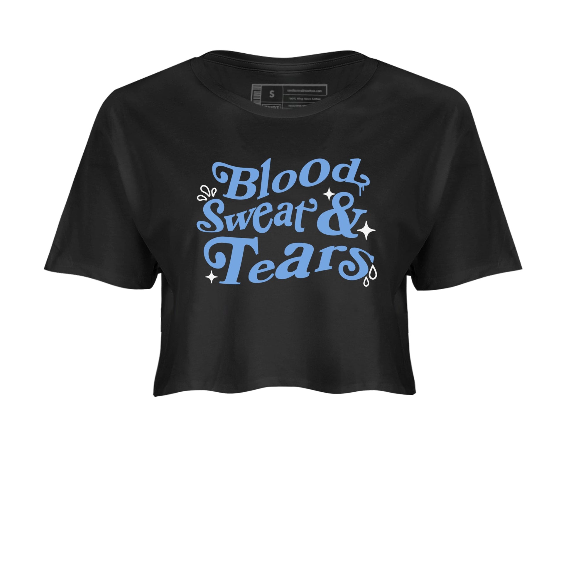 11s Legend Blue shirts to match jordans Blood Sweat Tears sneaker match tees Air Jordan 11 Legend Blue match shoes to clothes SNRT Sneaker Tees unisex cotton Black 2 crop tee