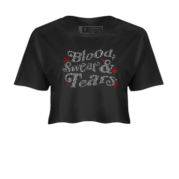 3s Black Cement shirts to match jordans Blood Sweat Tears sneaker match tees Air Jordan 3 Black Cement match shoes to clothes SNRT Sneaker Tees unisex cotton Black 2 crop tee
