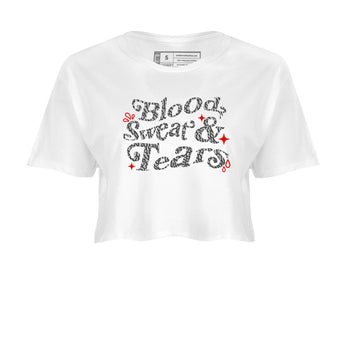 3s Black Cement shirts to match jordans Blood Sweat Tears sneaker match tees Air Jordan 3 Black Cement match shoes to clothes SNRT Sneaker Tees unisex cotton White 2 crop tee