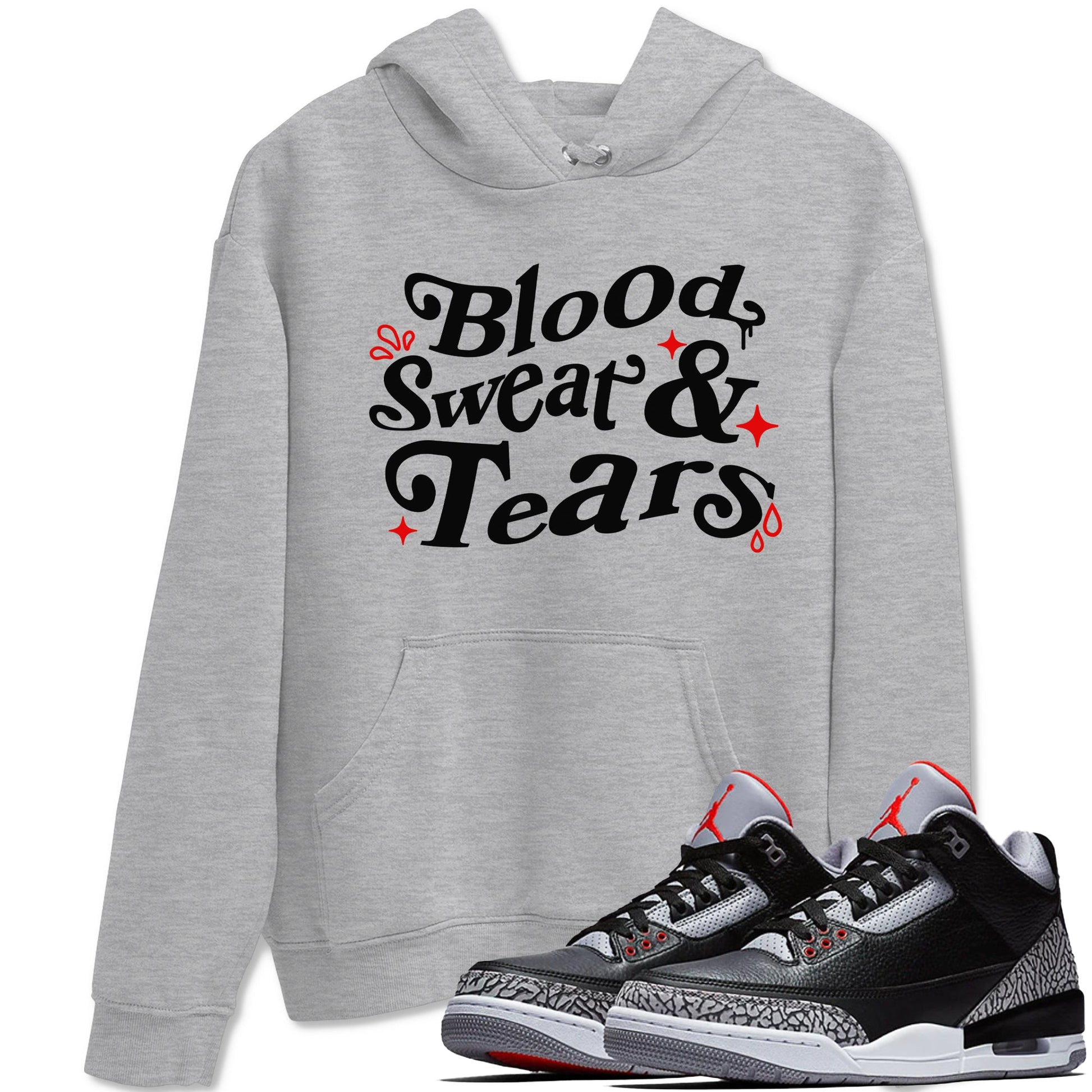 3s Black Cement shirts to match jordans Blood Sweat Tears sneaker match tees Air Jordan 3 Black Cement match shoes to clothes SNRT Sneaker Tees unisex cotton Heather Grey 1 shirts