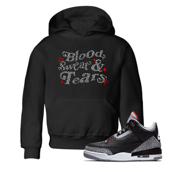 3s Black Cement shirts to match jordans Blood Sweat Tears sneaker match tees Air Jordan 3 Black Cement match shoes to clothes SNRT Sneaker Tees Youth Baby Black 1 tee