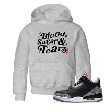 3s Black Cement shirts to match jordans Blood Sweat Tears sneaker match tees Air Jordan 3 Black Cement match shoes to clothes SNRT Sneaker Tees Youth Baby Heather Grey 1 tee