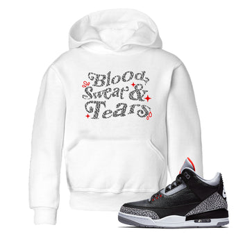 3s Black Cement shirts to match jordans Blood Sweat Tears sneaker match tees Air Jordan 3 Black Cement match shoes to clothes SNRT Sneaker Tees Youth Baby White 1 tee