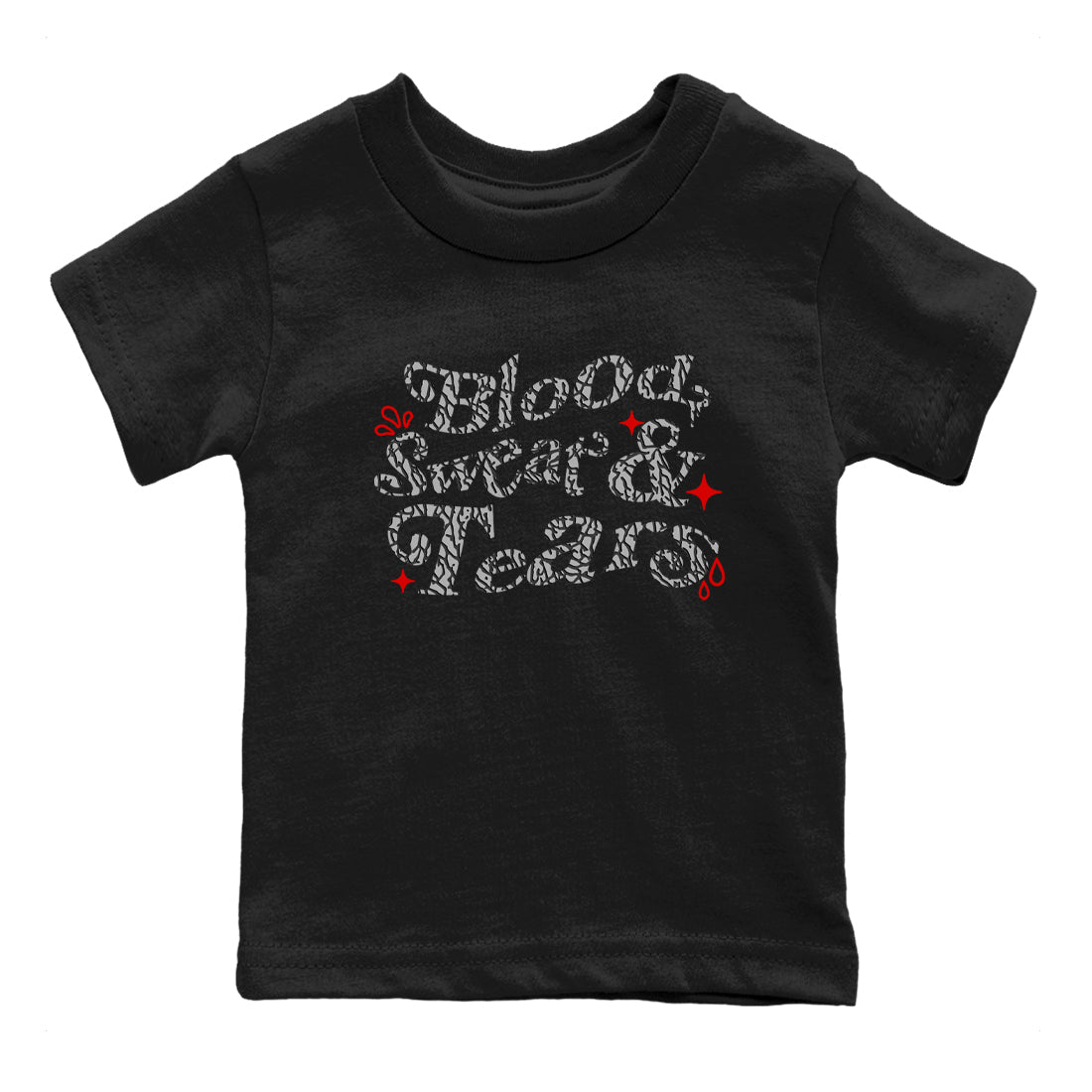 3s Black Cement shirts to match jordans Blood Sweat Tears sneaker match tees Air Jordan 3 Black Cement match shoes to clothes SNRT Sneaker Tees Youth Baby Black 2 tee