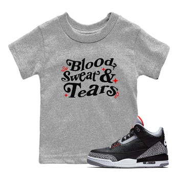 3s Black Cement shirts to match jordans Blood Sweat Tears sneaker match tees Air Jordan 3 Black Cement match shoes to clothes SNRT Sneaker Tees Youth Baby Heather Grey 1 tee