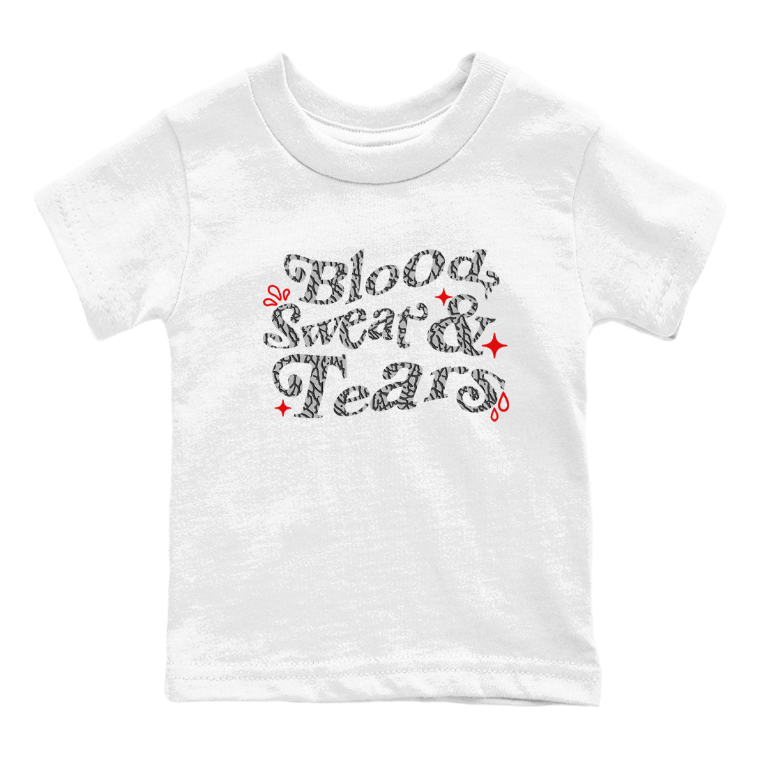 3s Black Cement shirts to match jordans Blood Sweat Tears sneaker match tees Air Jordan 3 Black Cement match shoes to clothes SNRT Sneaker Tees Youth Baby White 2 tee