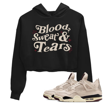 4s A Ma Maniere x Fossil Stone shirts to match jordans Blood Sweat Tears sneaker match tees Air Jordan 4 A Ma Maniere x Fossil Stone match shoes to clothes SNRT Sneaker Tees unisex cotton Black 1 crop tee