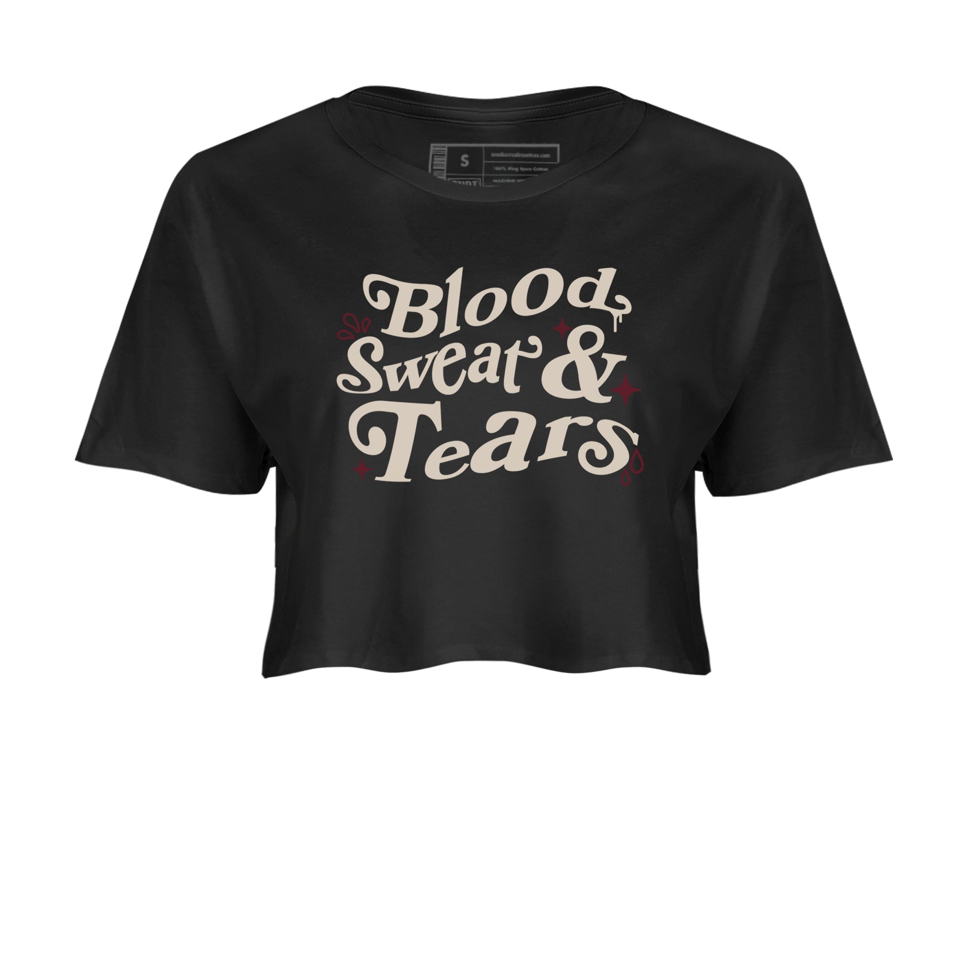 4s A Ma Maniere x Fossil Stone shirts to match jordans Blood Sweat Tears sneaker match tees Air Jordan 4 A Ma Maniere x Fossil Stone match shoes to clothes SNRT Sneaker Tees unisex cotton Black 2 crop tee