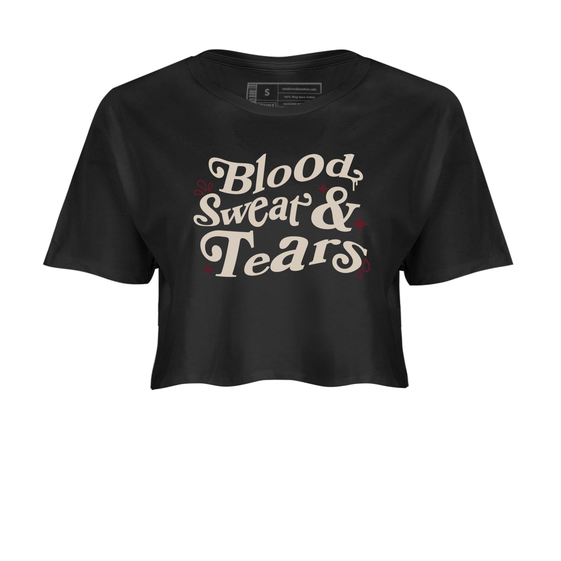 4s A Ma Maniere x Fossil Stone shirts to match jordans Blood Sweat Tears sneaker match tees Air Jordan 4 A Ma Maniere x Fossil Stone match shoes to clothes SNRT Sneaker Tees unisex cotton Black 2 crop tee
